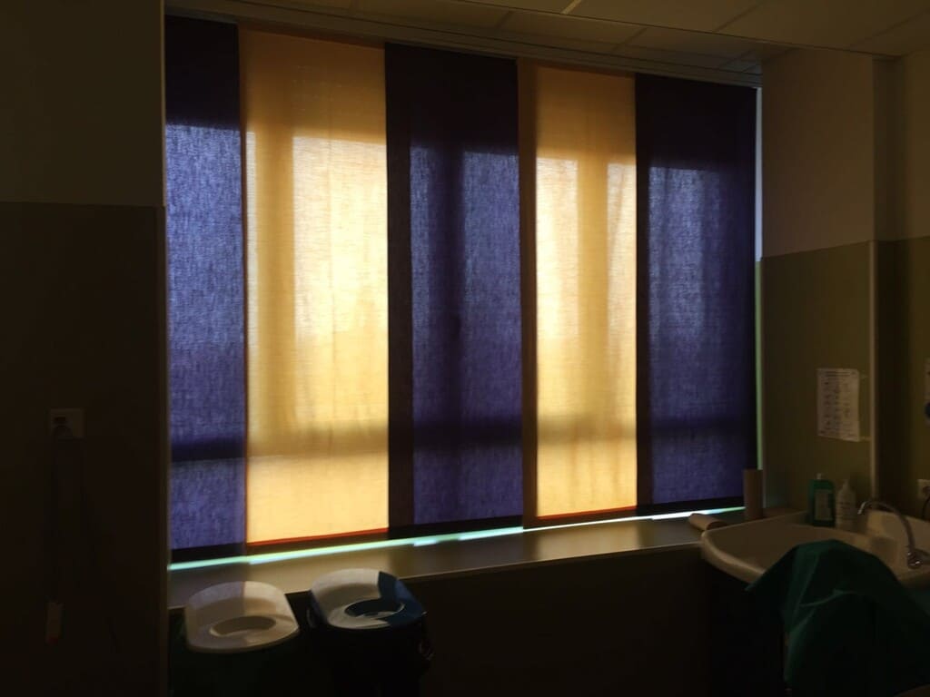 Panel curtains with rail sliding