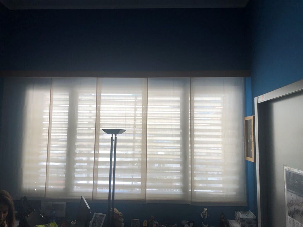 Panel curtains with rail sliding